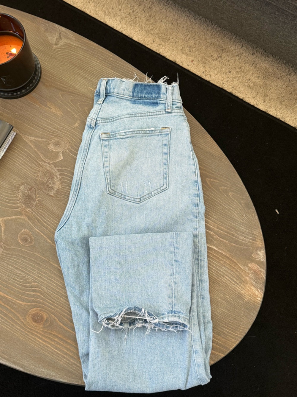 Abercrombie & Fitch Light Blue Curve Love Jeans, cross over front